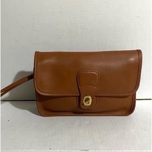 Coach vintage unisex brown leather wristlet clutch bag